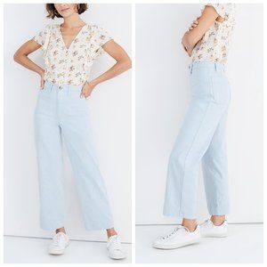 Madewell Slim Emmett Wide Leg Crop Speckled Light Blue 25